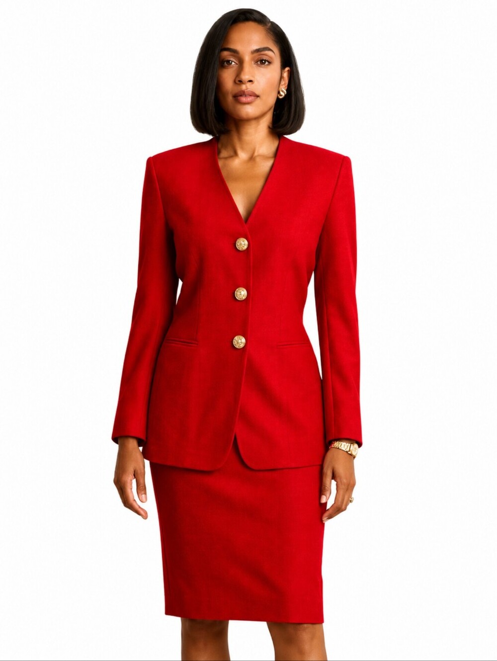 Stirling Cooper Red Vintage Two Piece Skirt Suit Set